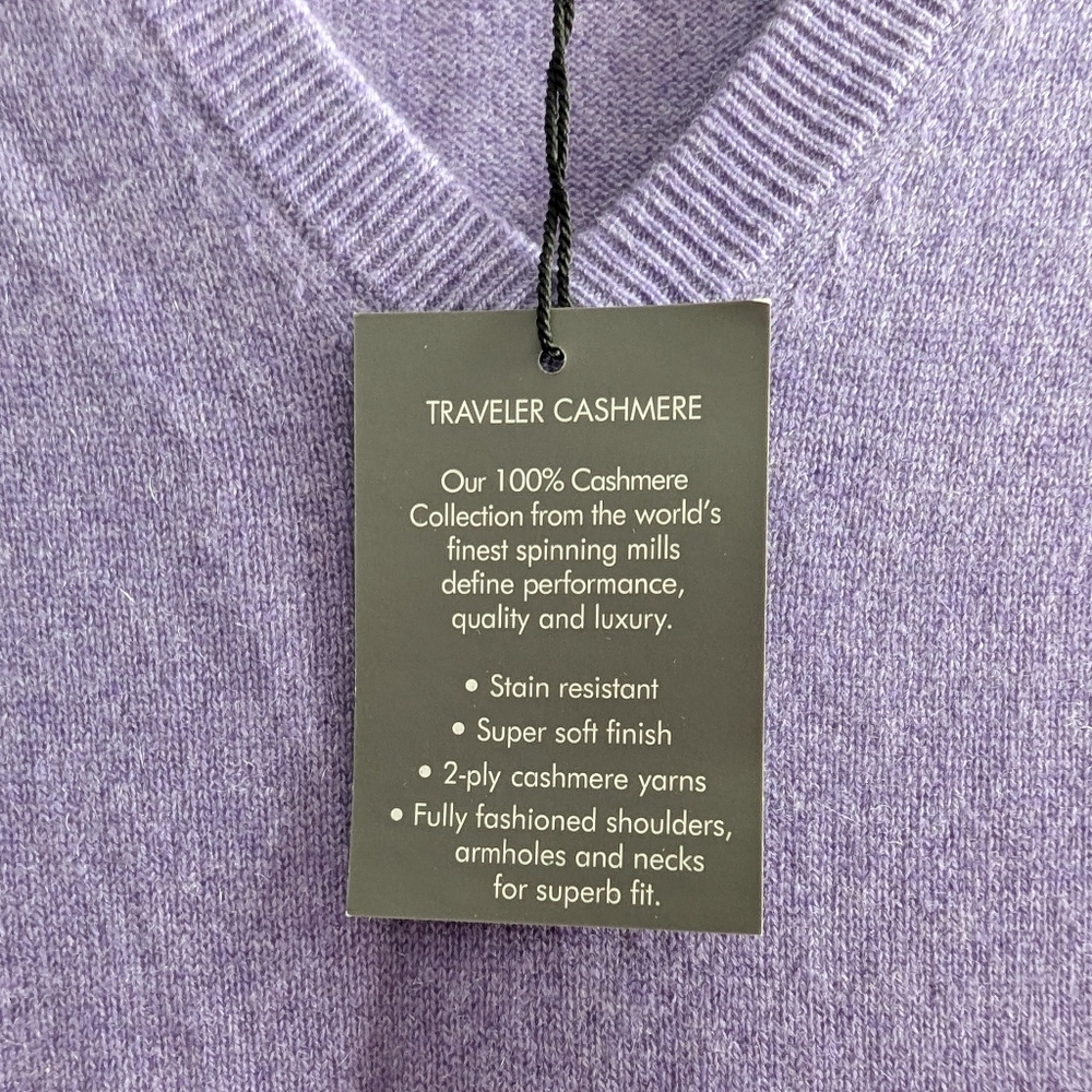 Jos A Bank Traveller's Cashmere Purple V-neck Pullover Knit Sweater - XL - Picture 4 of 14